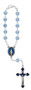 Miraculous Medal Carded Auto Rosary with silver ox crucifix and center.