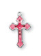 Sterling Silver with Pink Enamel ~ 3/4" Enameled Cross with a 18" Chain. Cross is sterling silver with a genuine rhodium-plated, 18" stainless steel chain. Available in white, pink or blue enamel. Enameled cross presents in a deluxe velour gift box