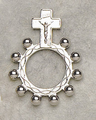 Silver Finger Rosary. Dimensions: 1.5" x 1.1" (38mm x 29mm) 