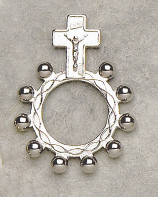 Silver Finger Rosary. Dimensions: 1.5" x 1.1" (38mm x 29mm) 