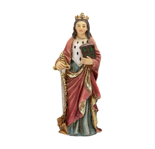 Saint Dymphna Cold Cast Resin 4" Hand Painted Statue Boxed