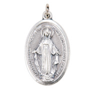 1 1/4" Silver Oxidized Miraculous Medal 