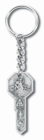 2" Antique Silver Key of Saints Key Ring, Imported From Italy