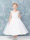 girls First Communion dress with off the shoulder style, lace applique with sequins and a tulle skirt 
