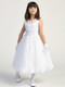  girls embroidered tulle First Communion dress with flower applique neckline 
