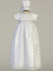 Cassandra, Lace gown with Silver Embroidered Trim Christening Dress. Made In USA