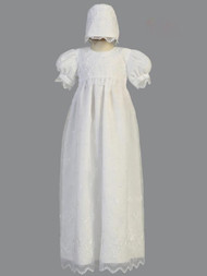 Embroidered Organza Long Christening Gown, 2270 