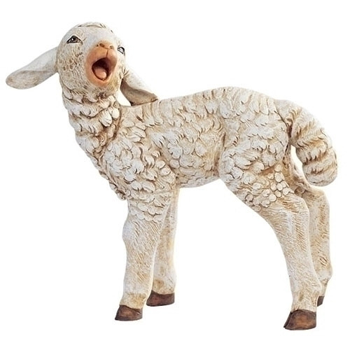 Sheep with Head Turned. Marble Based Resin. 50" Scale