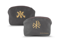 Dark Brown Genuine Sheepskin Leather Rosary Pouch with Velvet Lining
 