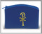 Blue 2.5" x 3" Calf Grain vinyl  Rosary Pouch. Chi rho design on front of pouch. Rosary case has a zipper closure. Rosary not included! 