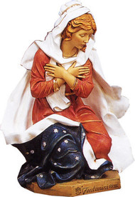 Fontanini Nativity Mary Figure. Marble Based Resin. Measurements: 18.5"H, 13.5"W, 12"D /27"Scale
