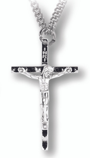 2" hammered crucifix with 24" chain.