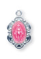 Pink Enamel 1/2" Sterling silver Miraculous Medalwith a 13" or 18" Chain.  Genuine rhodium-plated, stainless steel chain. n