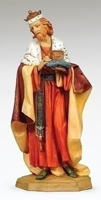 Fontanini Nativity, Standing King Melchior. Marble Based Resin. Measures: 27"H x  13"W x  12"D / 27"SCALE
