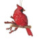 4.5" Christmas Cardinal on a Branch Ornament. Made of a resin/stone mix, the Cardinal on a Branch Ornament measurements are: 4.25"H x 3.5"W x 1.75"D.