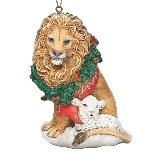 Christmas Ornament, Lion with Wreath and Lamb - St. Jude Shop, Inc.