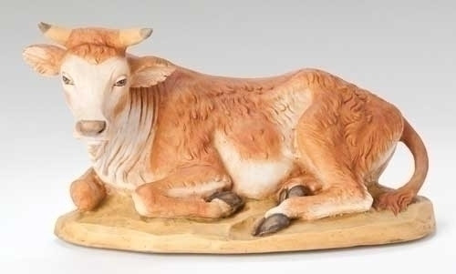 Fontanini 27" Seated Ox. Marble Based Resin. Institutional Size: 10.25"H x 27" Scale