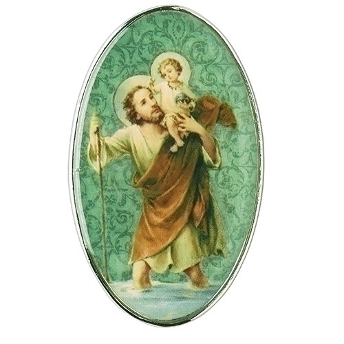 St Christopher Visor Clip. The St. Christopher Visor Clip is made of metal and measures  2"H X 2"L X 1"W.