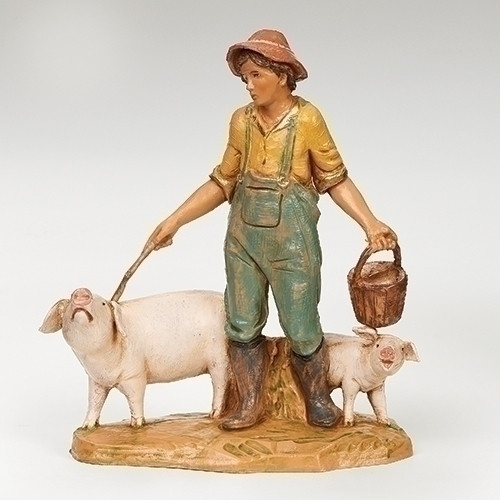 Fontanini 5" scale figure, Jedediah the Pig Farmer. 
