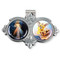 Auto VIsor Clip. Pewter Auto Visor Clip depicts the images of Divine Mercy and St. Michael.  Measures: 3 x 1 3/4.