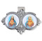 Auto Visor Clip. Pewter Auto Visor Clip depicts the images of Sacred Heart of Jesus and Mary. Measures: 3 x  1 3/4.