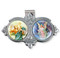 Auto Visor Clip. Pewter Auto Visor Clip depicts the images of St Christopher and the Guardian Angel.   Auto visor measures: 3" x  1 3/4"H.