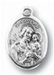 St Joseph Silver Oxidised Medal. 1"H x 1/2"W