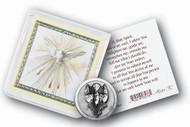 Holy Spirit Pocket Coin with Gold Stamped Holy Card. Packaged in a Clear Soft Pouch 3" x 3"