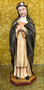 Saint Rose of Lima Statue by Liscano.  This statue of Saint Rose of Lima is made in Colombia, South America. The statue of Saint Rose of Lima has been beautifully hand painted by the Widows of Colombian Violence.It's measurements are  9"H  x 3" round diameter base.
