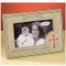 Godmother Photo Frame. The Godmother Photo Frame has a cross on the bottom right side of frame. The words "Chosen with love to guide me in faith" is written across the bottom of the photo frame. Godmother Photo Frame measures 6.75"W x 5"H. This resin photo frame holds a 2.75" x 4.5" photo and has an easel backer for easy standing up. 