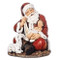 6"H Sitting Santa with Baby. There is also a baby lamb sitting at Sitting Santa's side. Sitting Santa with Baby Figure's measurements are 5.88"H 4.75"W 5.5"D. Sitting Santa is made of a resin stone mix