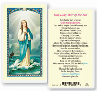 Our Lady Star of the Sea. Clear, laminated Italian holy cards with gold accents. Features World Famous Fratelli-Bonella Artwork