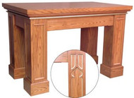 Altar with rectangular gothic trim legs and layered top
Dimensions: 40" height, 60" width, 36" depth