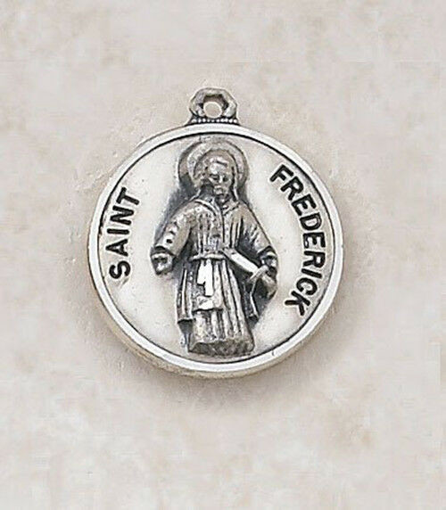 Sterling Silver Round Patron Saint Frederick Medal Pendant.   The Sterling Silver Round Patron Saint Frederick Medal Pendant measurse 3/4". St Frederick is the Patron Saint of the Deaf.