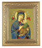 Our Lady of Perpetual Help in a beautifully detailed ornate gold leaf antique frame. 12-1/2" x 14-1/2" Overall Dimensions.  2.5" Wide Facing to Fit a 8" x 10" Italian Lithograph Under Glass.