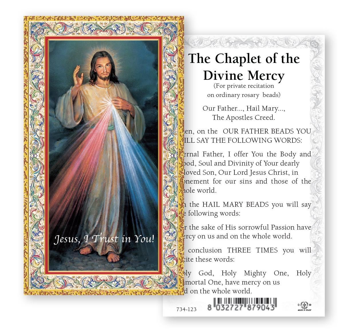 The Chaplet Of Divine Mercy, Gold Foil Paper Holy Card - St. Jude Shop ...