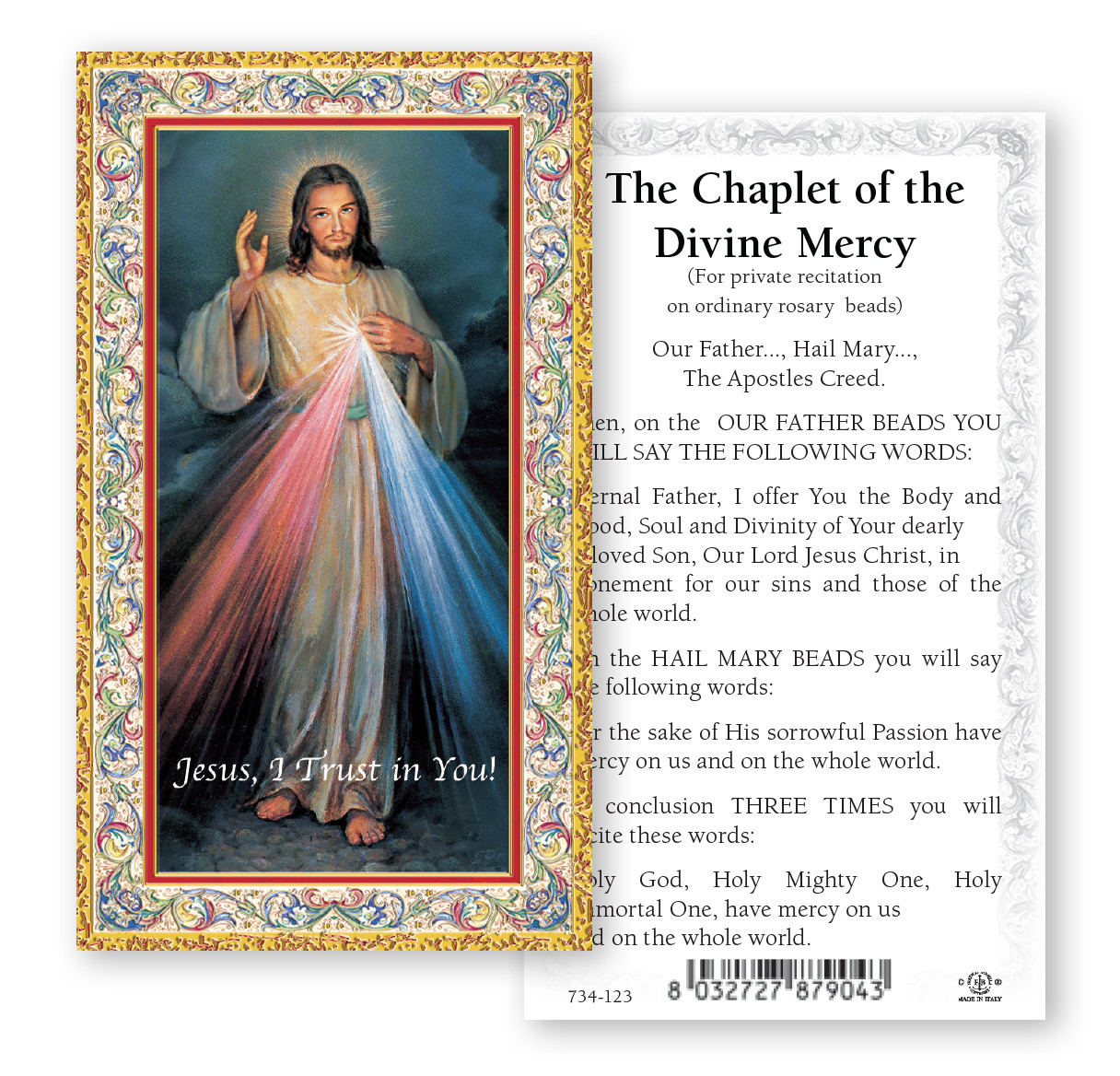 The Chaplet of Divine Mercy, Gold Foil Paper Holy Card St. Jude Shop