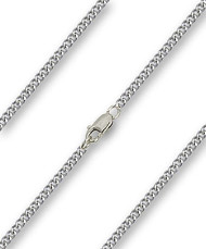 Heavy Rhodium Curb Chain.  The chain is 18 in length and has a Lobster Claw clasp. The chain measures 2.90mm thick. The chain is presented on a card. Made in the USA