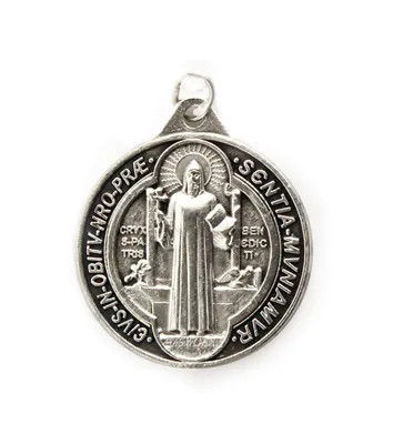 Silver Oxidised 3/4" St Benedict Medal