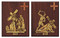 14 Cast Stations of the Cross in Statuary Bronze or 24K Gold plated. Mounted on 8" x 10" Walnut finish plaques with small cross.