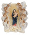 A Veronese Queen of Angels Plaque. The Queen of Angels Plaque is in fully hand-painted color. The Veronese Queen of the angels measures 9.5x11.5".