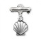 Solid .925 Sterling Silver Baby Holy Baptism Shell Medal on a Bar Pin.  Dimensions of medal: 0.9" x 0.4" (24mm x 10mm). Weight of medal: 1.2 Grams. Presents in a deluxe velour gift box. Engraving on bar available.  12 letter maximum. Made in the USA

 