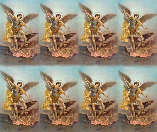 St Michael 8-UP Microperforated Holy Cards. Sheet measures 8.5" x 10". Individual cards measure 2.5" X 4". 8 cards per sheet. Blank back to add your personalized inscription. Can be laminated for an additional cost. 