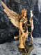 A beautifully detailed and hand painted St Gabriel the Archangel Statue by Liscano. This statue of St Gabriel the Archangel is made in Colombia, South America. The statue of St Gabriel the Archangel has been beautifully hand painted by the Widows of Colombian Violence.It's measurements are  9"H  x 3" round diameter base.