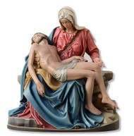Michelangelo's Pieta is created from Demetz Art Studio in Italy.  Statues can be cast in bronze, carved in wood, cast in fiberglas or carved in marble.  Available in multiple sizes and in different finishes. Please inquire at 1.800.523.7604 for pricing and sizing