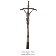 Image of a processional cross with a cast aluminum Corpus and Cross.