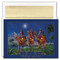 WISEMEN AT NIGHT. This is a beautiful Christmas card features gold foil and an embossing. Inside Sentiment: MAY YOU HAVE THE GIFT OF FAITH, THE BLESSING OF HOPE AND THE PEACE OF HIS LOVE AT CHRISTMAS AND ALWAYS."  Box contains 18 cards/18 foil lined envelopes. Folded Card Size: 5.625" x 7.875". Packaged in a printed box with an inside fit acetate lid.