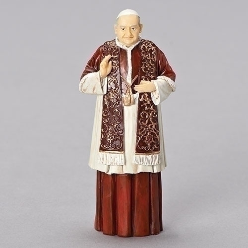 From Patrons and Protectors Collection. 4"H Pope St John XXIII. Figure is made of a resin/stone mix. Dimensions: 4"H 1.75"W 1.125"D