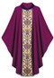In Dupion,fabric made of 70% man-made fibers and 30% viscose with Regina orphreys, a multi-colored brocade. Width 59", length 53". " Chasuble comes with a Roll Collar.  Available in  green, beige, red, rose, and purple.  These items are imported from Europe. Please supply your Institution’s Federal ID # as to avoid an import tax. Please allow 3-4 weeks for delivery if item is not in stock. Available in Beige (shown), Dark Red, Dark Green, and Purple
