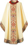 Beige Chasuble in Dupion fabric (made of 70% man-made fibers and 30% viscose) with Regina orphreys, a multi-colored brocade. Width 59", length 53". " Chasuble comes with a Roll Collar "4".   Choose Regina brocade fabric:  white/red, white/green, white/purple or white/blue. These items are imported from Europe. Please supply your Institution’s Federal ID # as to avoid an import tax. Please allow 3-4 weeks for delivery if item is not in stock.

 